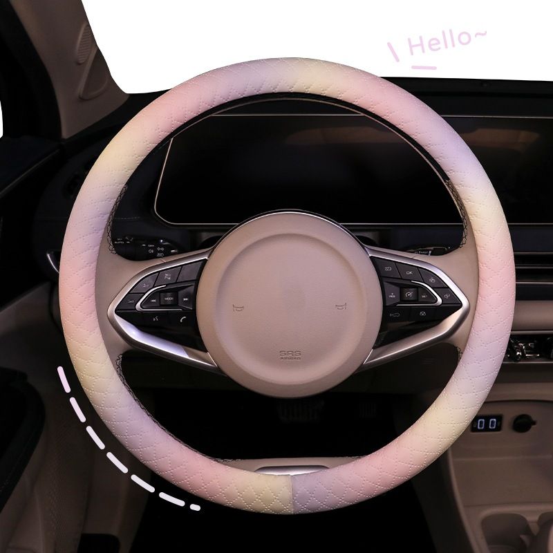 Macaron Lenkradbezug, bunt, atmungsaktiv, für alle Jahreszeiten, universell, Kunstleder, für den Innenbereich des Autos_voghion.com