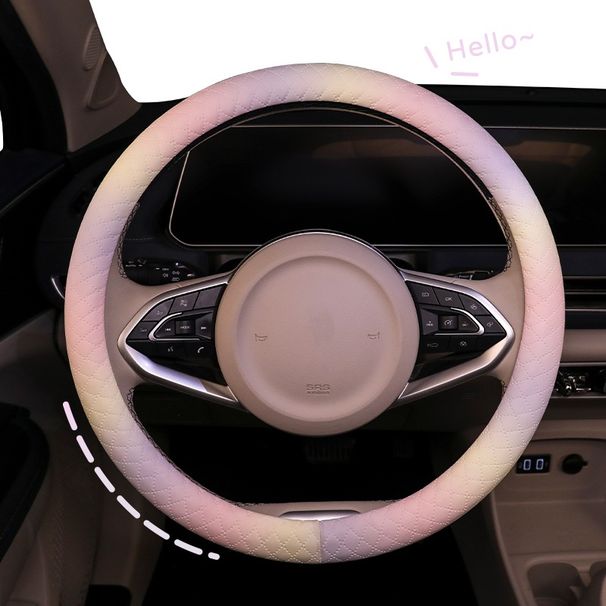 Macaron Lenkradbezug, bunt, atmungsaktiv, für alle Jahreszeiten, universell, Kunstleder, für den Innenbereich des Autos_voghion.com