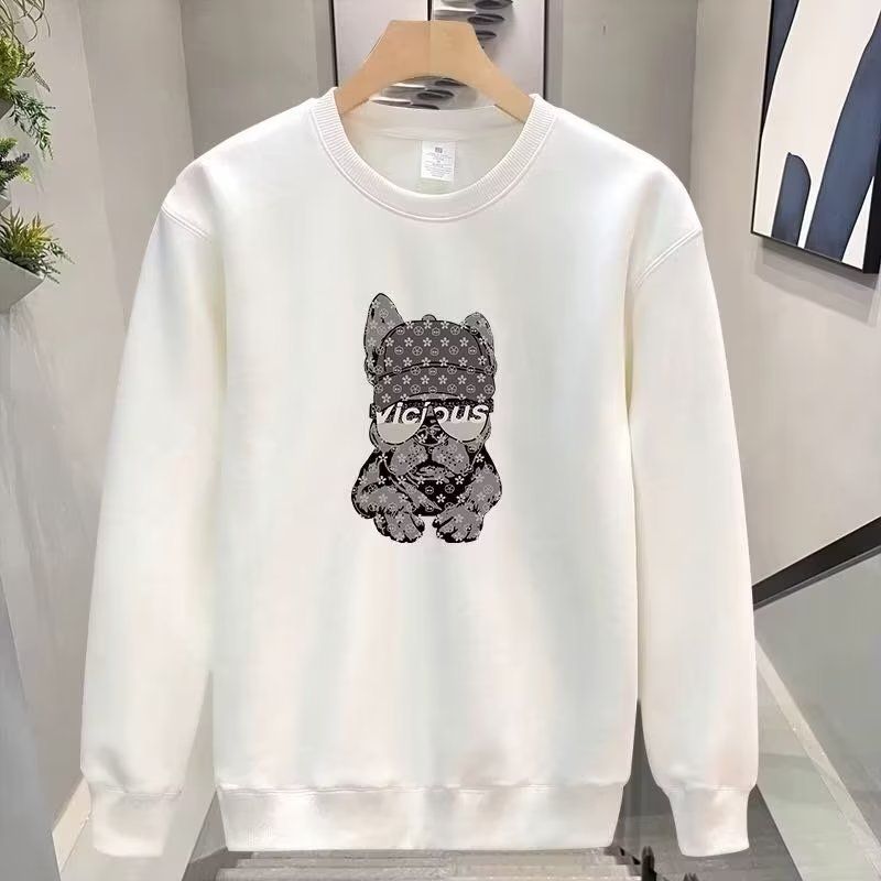 Herrenbekleidung Crewneck Sweat Herren Loose Design Sense Smiley Print Retro Instagram Style Modisches Markenoberteil für Frühling und Herbst_voghion.com