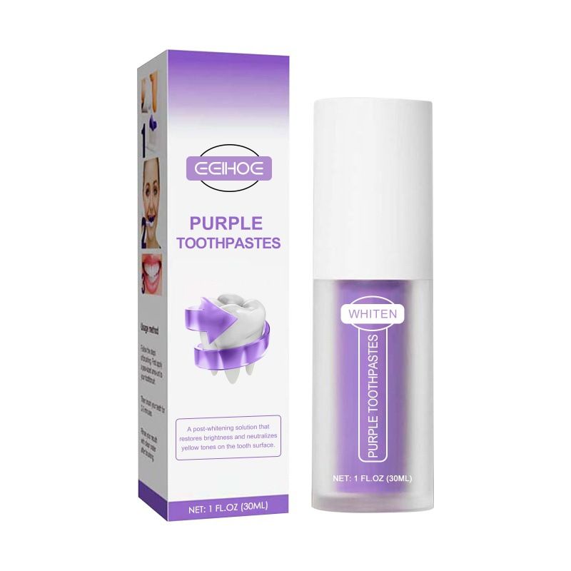 EELHOE V34 Lila Zahnpasta Anti-Pigment-Ausfällung Natürliches Zahnaufhellungspulver Milde Dekontamination Mundpflegepulver Helleres und weißeres Lächeln_voghion.com