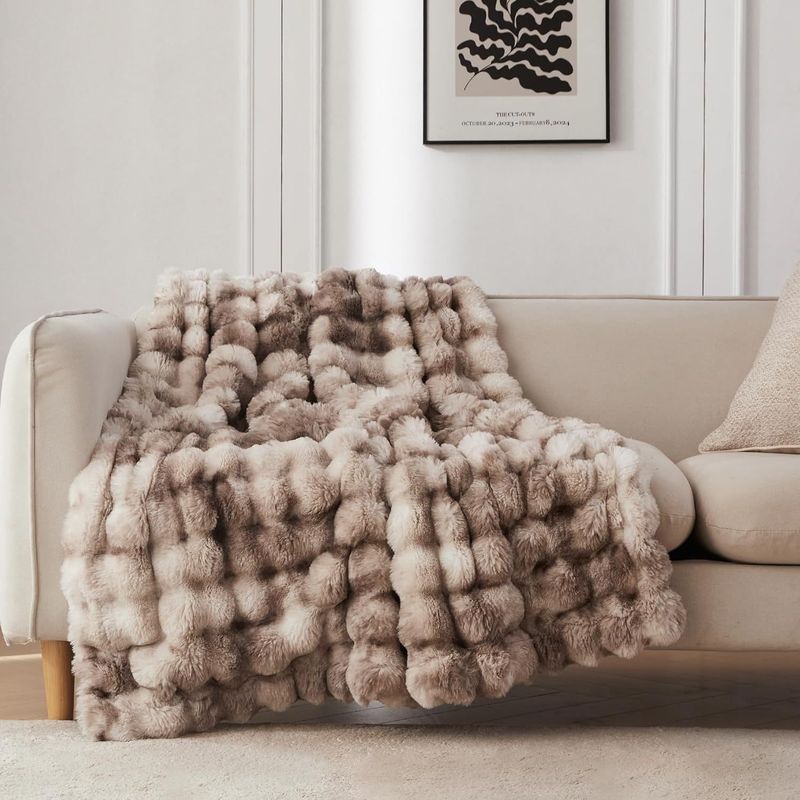 Double-Sided Fluffy Fleece Blanket - Oversized Plush Throw For Sofa & Bed Ultra-Soft Decorative Blanket For Travel Home Office (60"X80" Grey)​​_voghion.com