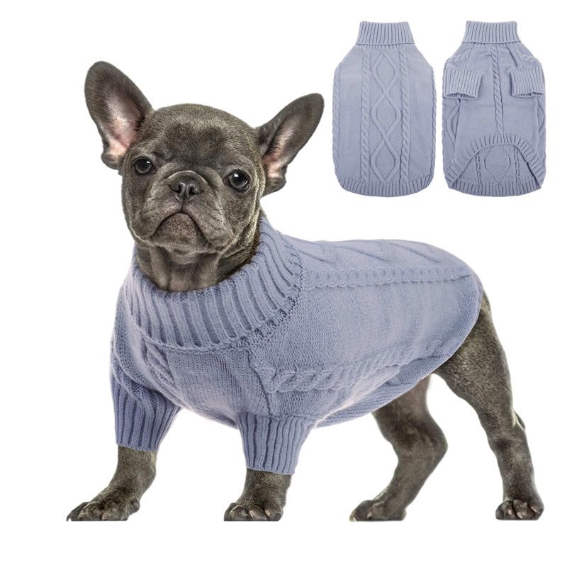 Hunderollkragenpullover Herbst- und Winterkleidung Herbst- und Winterneue Haustierkleidung einfarbiger Strickpullover_voghion.com