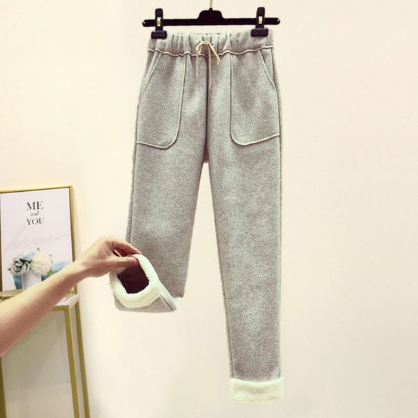 Ensemble deux pièces d'hiver douillet : sweat à capuche doublé polaire et pantalon en laine pour femmes de petite taille, tenue décontractée pour étudiantes._voghion.com