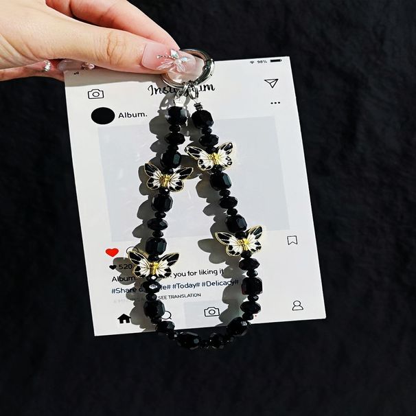 Phone Accessory Bundles & Sets Mobile Phone Chain Crystal Beaded Chain Butterfly Flower High End Women's Handmade Short Chain NIS Style Bag Versatile_voghion.com