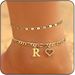 New English 26 Letters Heart Inlaid Zircon Pendant Anklet Double Layer Foot Chain Beach Vacation Accessories_voghion.com