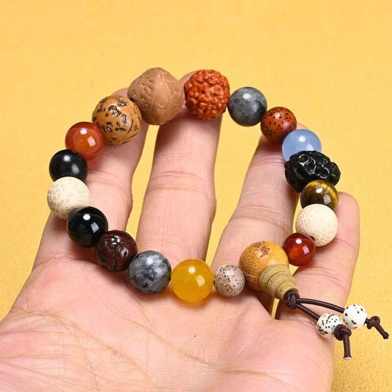 Eighteen Multi Treasure Bodhi Bracelet For Girls, Holding Eighteen Seed Cultural Toys, Buddha Beads, Bracelet, Men's And_voghion.com