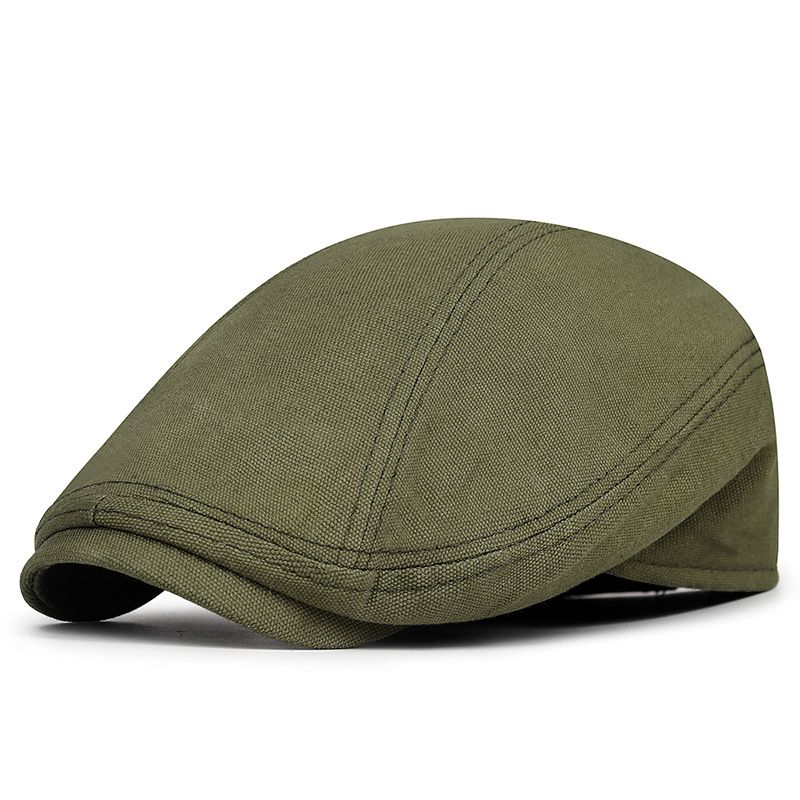 British canvas beret solid color simple forward spring and summer sun personality versatile duck tongue newsboy hat_voghion.com