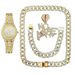 NOLOVE Set con ciondolo Hip Hop e catena a maglie cubane con orologio al quarzo per uomo - Accessorio di moda streetwear (oro/argento)_voghion.com