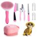 7-Piece Cat Dog Comb Grooming Set Self-Cleaning Rake Brush Pet Nail Clipper File Remove Floating Hair_voghion.com