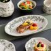 Luxury Ceramic Steak Plates Set – Elegant 7"/8" Oval Dinnerware With Floral Motif, Microwave Safe (Lightweight Yet Durable)_voghion.com
