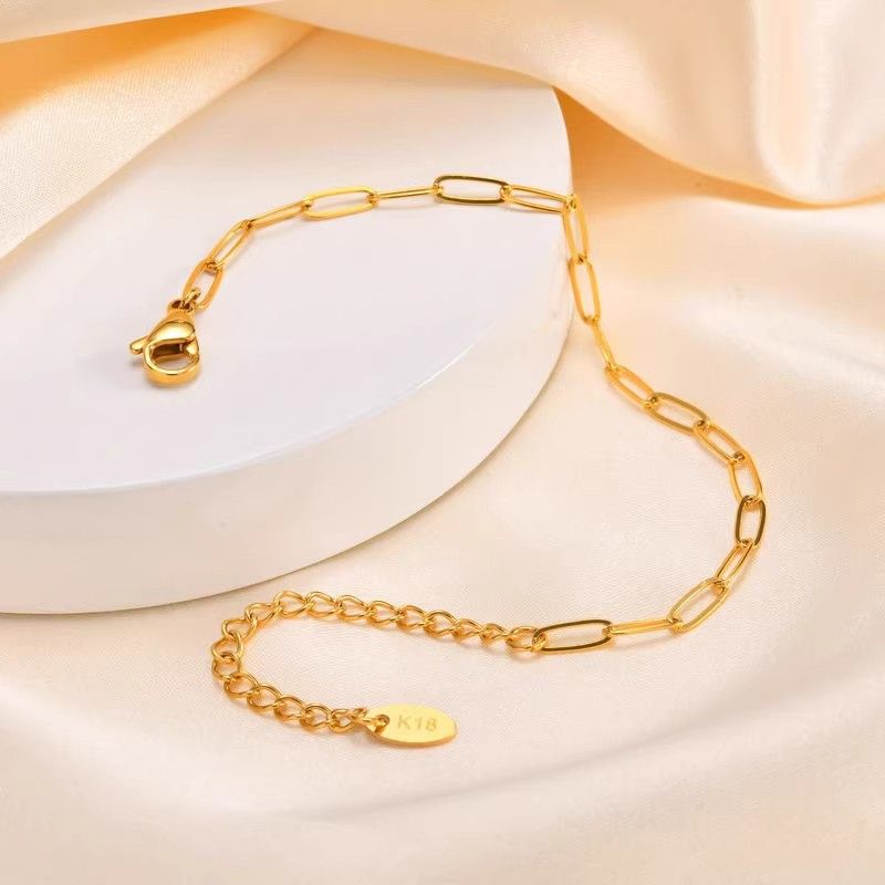 Nuovo braccialetto versatile da donna in acciaio inossidabile con catena rettangolare in oro, semplice e alla moda_voghion.com