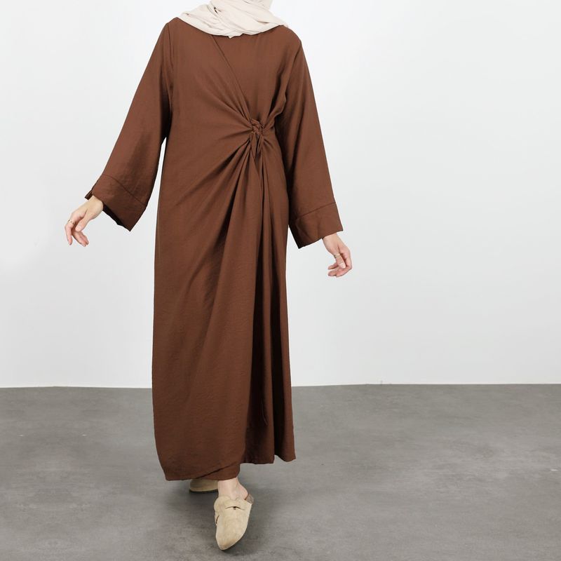 Women's Clothing Solid Color Lace Long Dress Robe_voghion.com