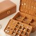 Vintage Leather Jewelry Box With Lock – Large Capacity 2-Tier Organizer For Earrings, Rings & Necklaces, Dustproof Multi-Compartment Storage Case_voghion.com