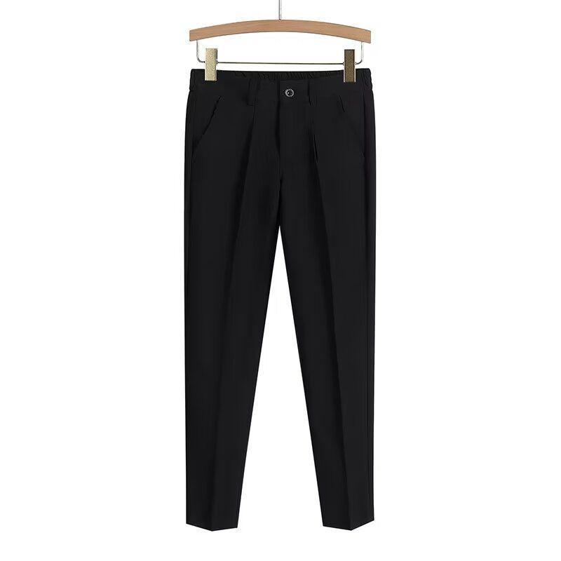 Leichte und reife Anzughose für Herren, hängende High-End-Sinn-Sommerhose, gerade, lockere, kleine Hose mit weitem Bein, Ruffian, schöne Freizeithose_voghion.com