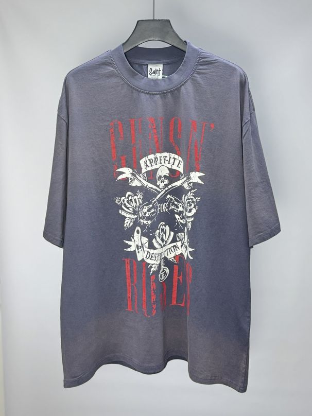 Herrenbekleidung Band Heat Solid Ink Printing Spray Monkey, um lockere Vintage-Kurzarm-T-Shirt-Trend zu machen_voghion.com