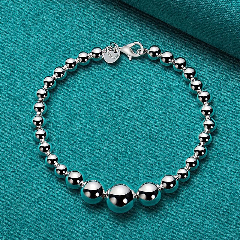 Sterling VENUS Sier sima gyöngyös gömblánc karkötő nőknek divatos medál esküvői eljegyzési ékszerekhez fehér_voghion.com