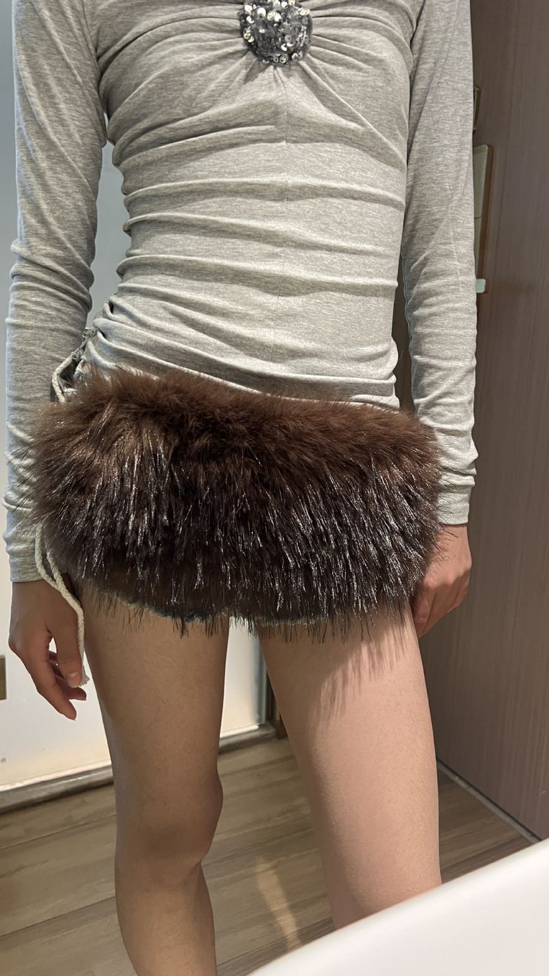 Gürtel aus Kaninchenfellimitat mit Schnalle aus Legierung – trendiger breiter Bund für Damen, modisches Statement-Stück für OOTD, mehrere Farben erhältlich_voghion.com