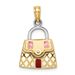 14K 3-D W/Red And White Enamel Opens Handbag Charm_voghion.com