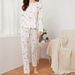 Lässiges und bequemes Pyjama-Set für Frühling und Herbst, bedruckte Langarmhose für Damen, zweiteiliges Set_voghion.com