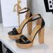 Women's Elegant Strappy Open-Toe High Heel Sandals With Chunky Heel & Platform Black Brown White Sizes 34-40 Super High Heel Waterproof Platform Shoes_voghion.com