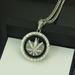 European And American HipHop Maple Leaf Wheel Pendant Necklace Personalized Men's Fashion Trendy Rotating Pendant Accessories_voghion.com