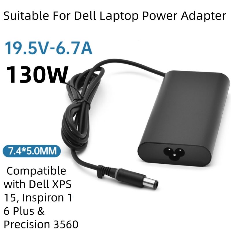 Adaptador de energia de 130 W adequado para laptops Dell, carregador de 19,5 V e 6,7 A com ponta de 7,4 x 5,0 mm, compatível com Dell XPS 15, Inspiron 16 Plus e Precision 3560_voghion.com