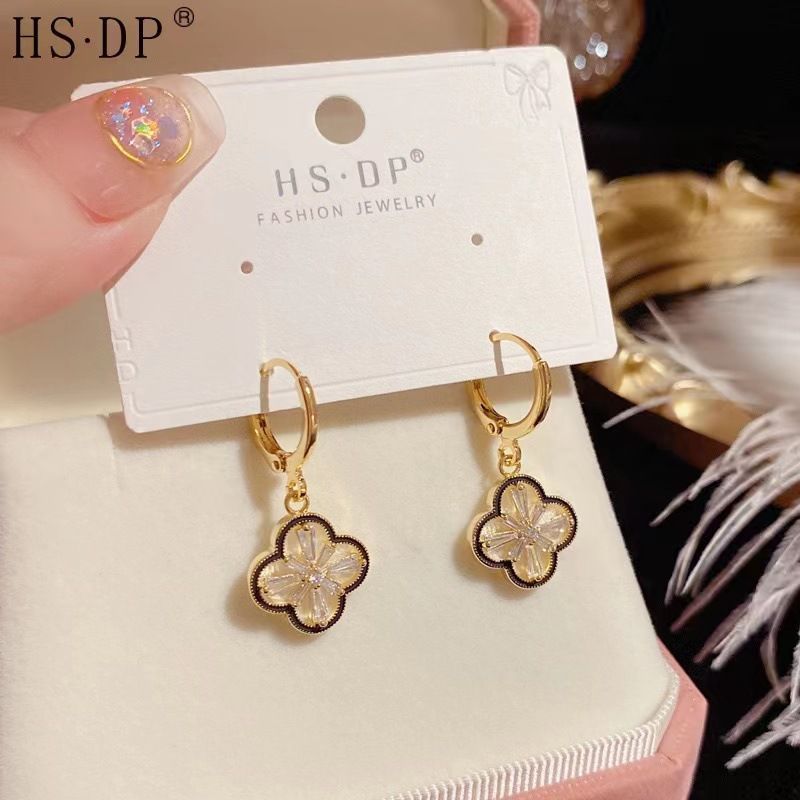 Double-sided clover for women with diamond inlay, luxurious elegant and noble temperament earrings_voghion.com