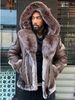 Men's clothing fur one plus fur collar hooded belt buckle_voghion.com