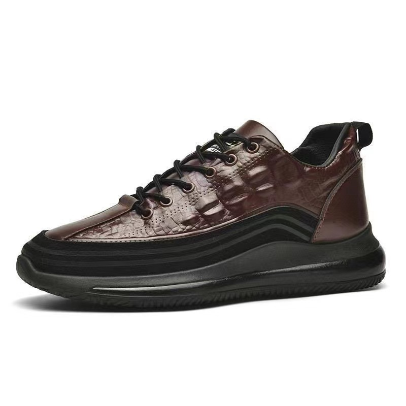Scarpe da uomo con allacciatura inferiore rialzata alla moda casual in pelle con motivo coccodrillo primavera 2024_voghion.com