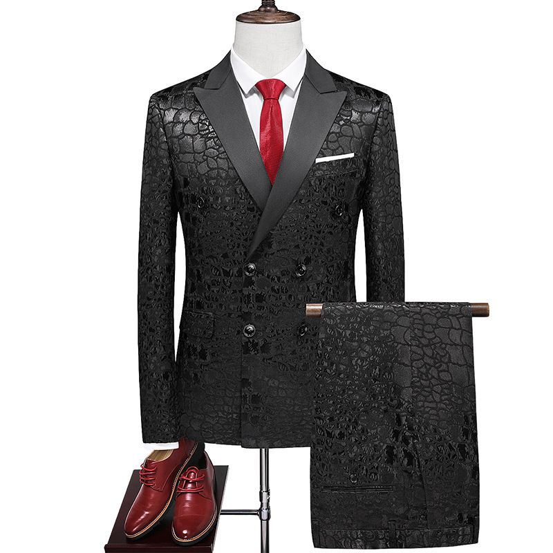 Men's Clothing 2024 New Professional Large-Size Suits, Two-Piece Suits, Trousers Suits, Foreign Trade Cross-Border Black Suits For Men_voghion.com