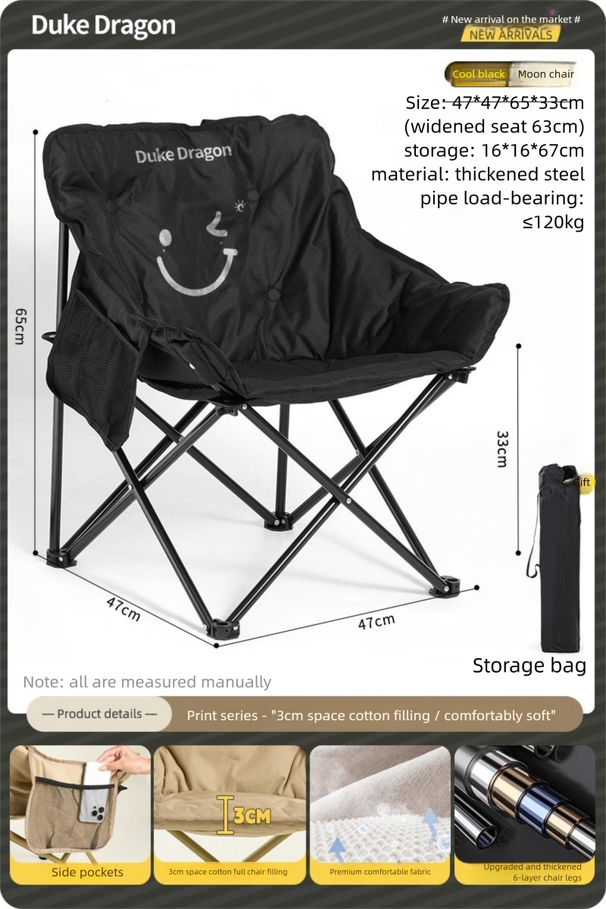 Sedia reclinabile imbottita portatile da campeggio, da pesca, da picnic, pieghevole, regolabile, per esterni, con luna_voghion.com