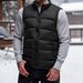 Gilet matelassé d'hiver pour homme - Veste matelassée légère sans manches, col montant, fermeture éclair sur le devant, poches décoratives, indispensable pour la superposition décontractée._voghion.com