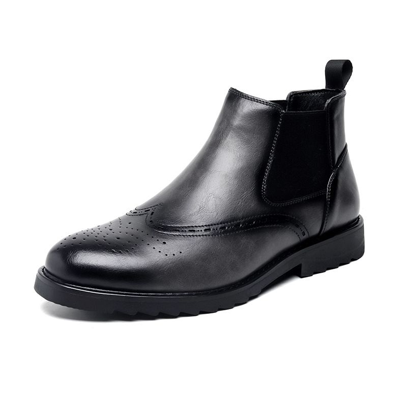 Chelsea Boots Men's Smoke Boots Business Martin Boots Platform Boots Brock Carved Leather Shoes_voghion.com