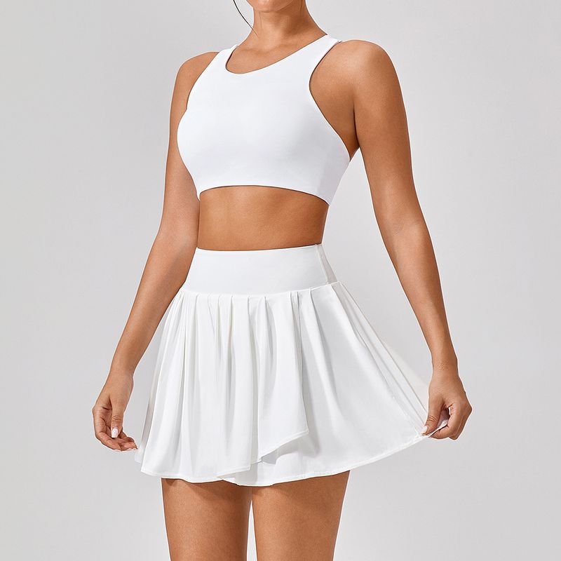 Odzież damska Lato Nowe stroje do jogi dla kobiet Sporty na świeżym powietrzu Bieganie Stroje damskie Slim Stretch Joga Fitness Spódnica plisowana_voghion.com