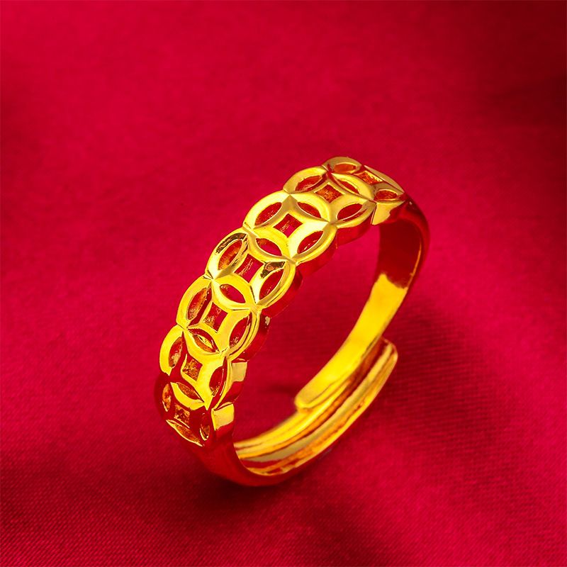 Unisex Jewelry Fashion Gold Girl Coin Necklace Ring Fashion Gold Coin Ring_voghion.com