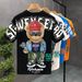 Abbigliamento da uomo T-shirt a maniche corte stampata con orso cartoon moda estiva da uomo all-match casual girocollo pullover allentato_voghion.com