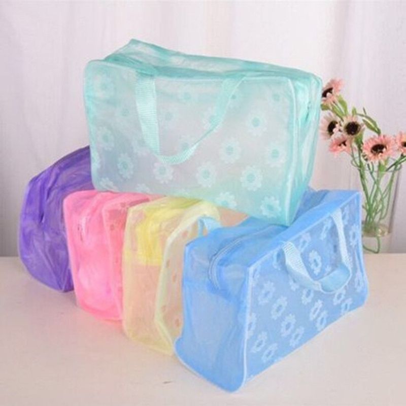 Bolsas de armazenamento Bolsa de viagem para artigos de higiene pessoal Bolsa de armazenamento de cosméticos à prova d'água de PVC floral Artigos de higiene pessoal Artigos de banho Bolsa de armazenamento essencial para viagem_voghion.com