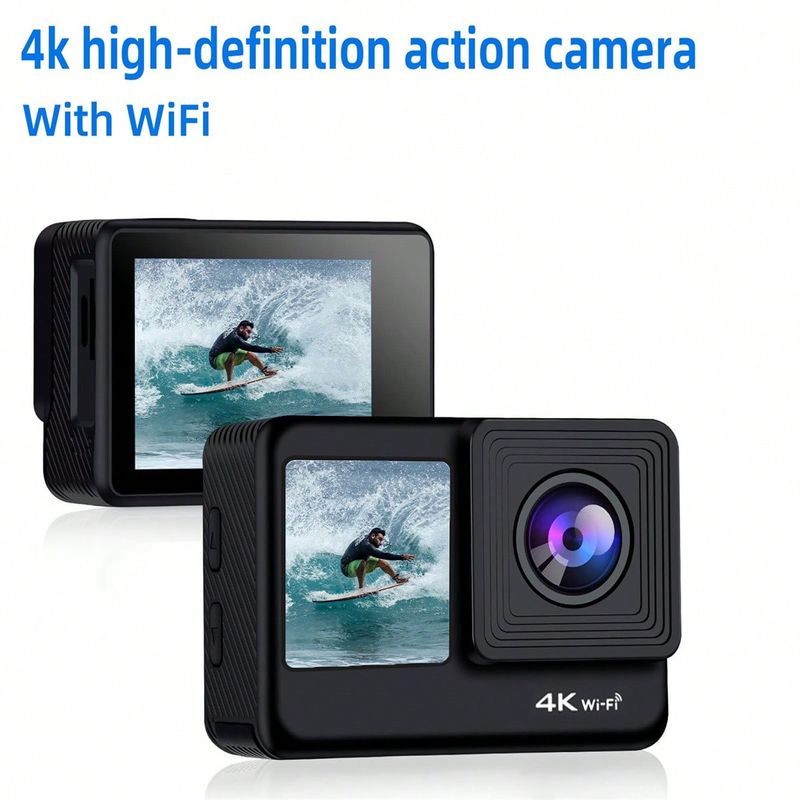 4K Dual Screen WIFI udendørs sportskamera Cykelkamera, videokamera, 30m vandtæt_voghion.com