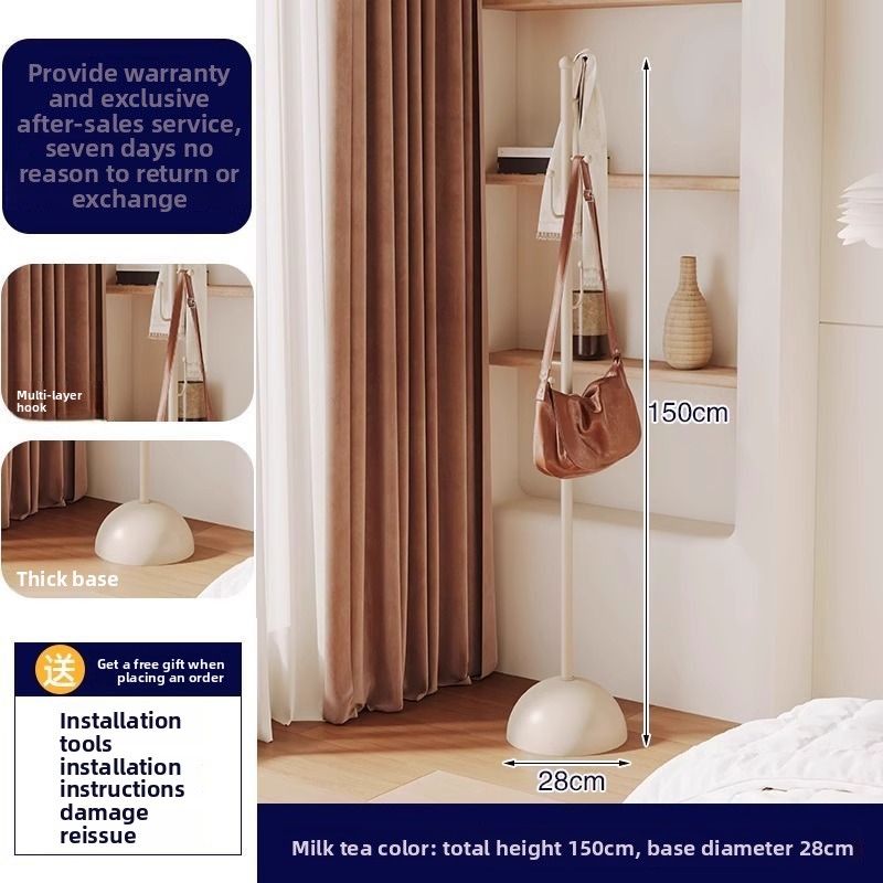 Cream Style Bedroom Floor-standing Internet Celebrity Creative Single Rod Coat Household Small Vertical Clothes Storage_voghion.com