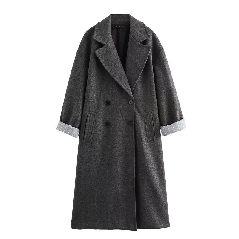 Kadın Sonbahar Kış Yeni Stil Moda Hafif Olgun Gevşek Çift Göğüslü Palto_voghion.com