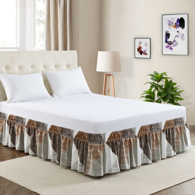 Cache-sommier gris marron vieilli – Housse de couette élastique à volants pour hôtel et maison (pièce unique, qualité supérieure)_voghion.com
