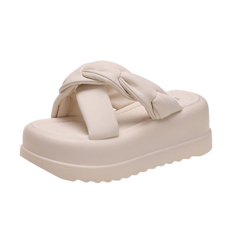 Women's Casual Summer New Thick-Soled Platform Round-Toe One-Strap Sandals Beach Shoes Cross_voghion.com