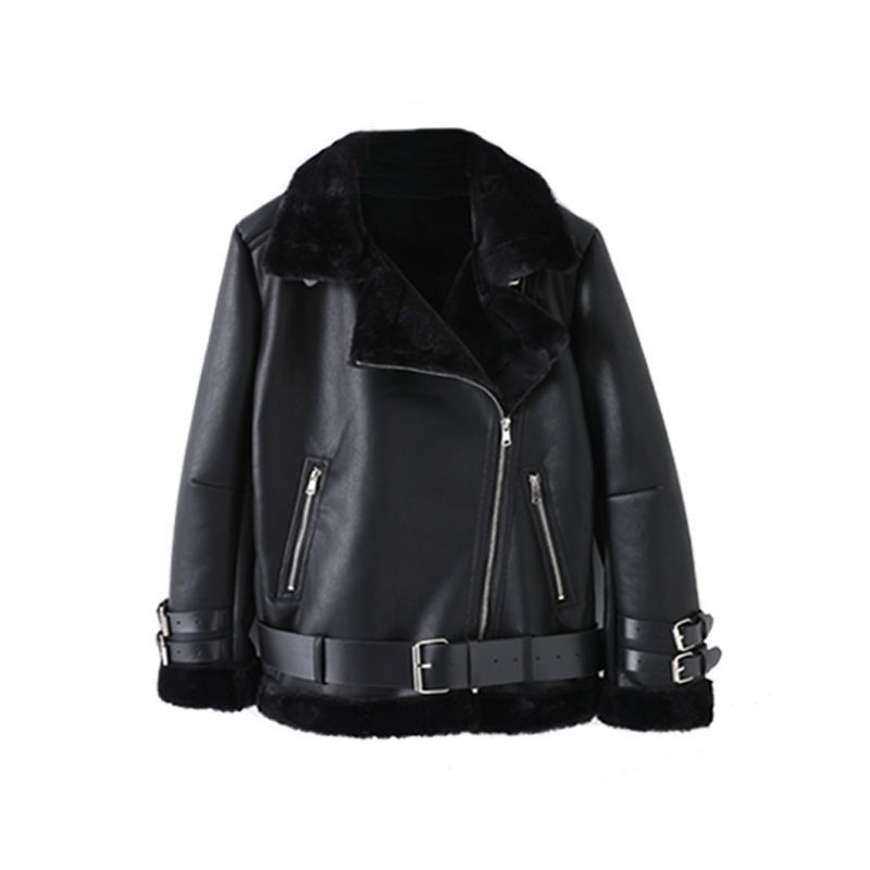 Damenmode lässig mit Fleece dickem Lammfell lockerer Mantel_voghion.com