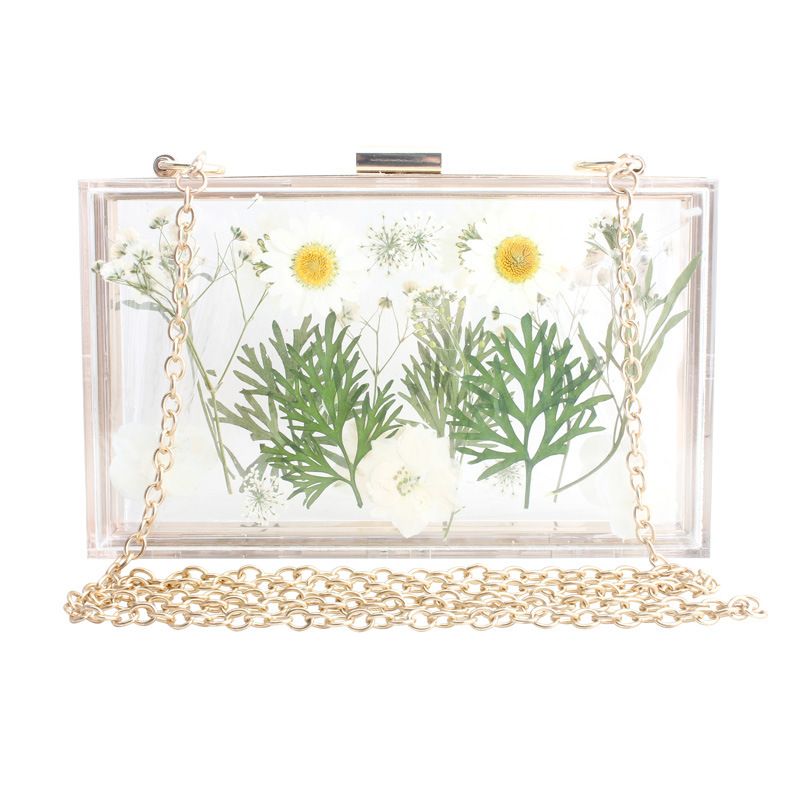 Borsa a tracolla a tracolla per serate con fiori trasparenti in acrilico alla moda, per banchetti e celebrità_voghion.com