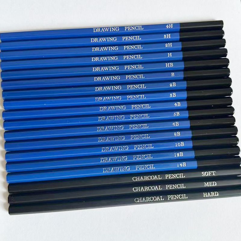 Conjunto de lápis de desenho profissional - Lápis de desenho de grafite 4H a 14B para artistas, iniciantes e estudantes - Lápis de gradação de tons de madeira para esboços_voghion.com