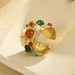Single Rings Court Style Multi Gemstone Open Ring Retro Medieval Niche Design Stainless Steel Does Not Fade_voghion.com