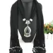 Ciondolo in resina con goccia d'acqua, nappa in poliestere, sciarpa etnica in jersey, accessori_voghion.com