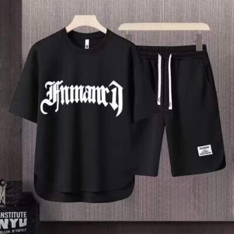 Ανδρικά ρούχα 2024 Waffle casual καλοκαιρινό κοστούμι Ανδρικό φαρδύ εφηβικό μπλουζάκι με κοντομάνικο σορτς Όμορφο κοστούμι δύο τεμαχίων_voghion.com