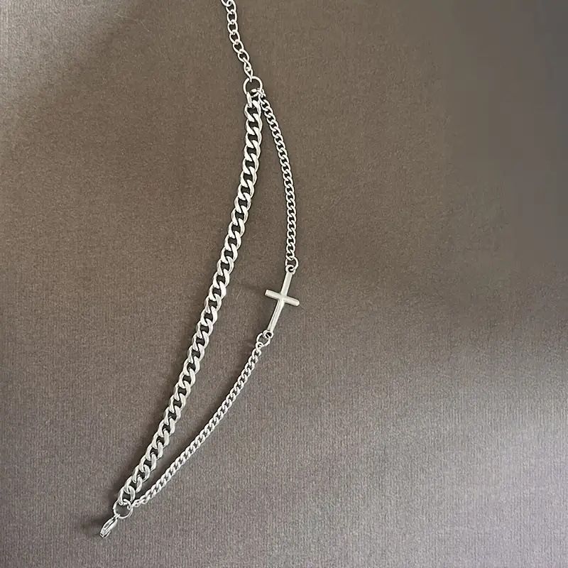 Bracciale a doppio strato con croce cubana in metallo per uomo, semplice, alla moda e alla moda._voghion.com