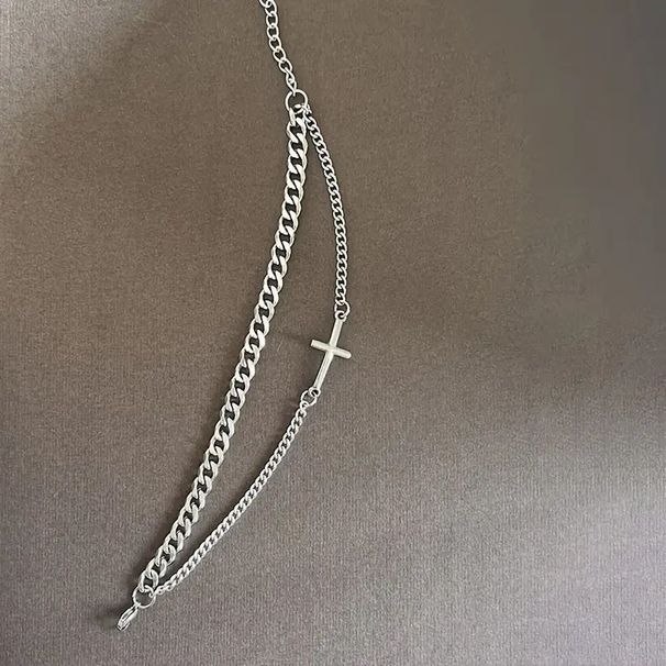 Bracciale a doppio strato con croce cubana in metallo per uomo, semplice, alla moda e alla moda._voghion.com